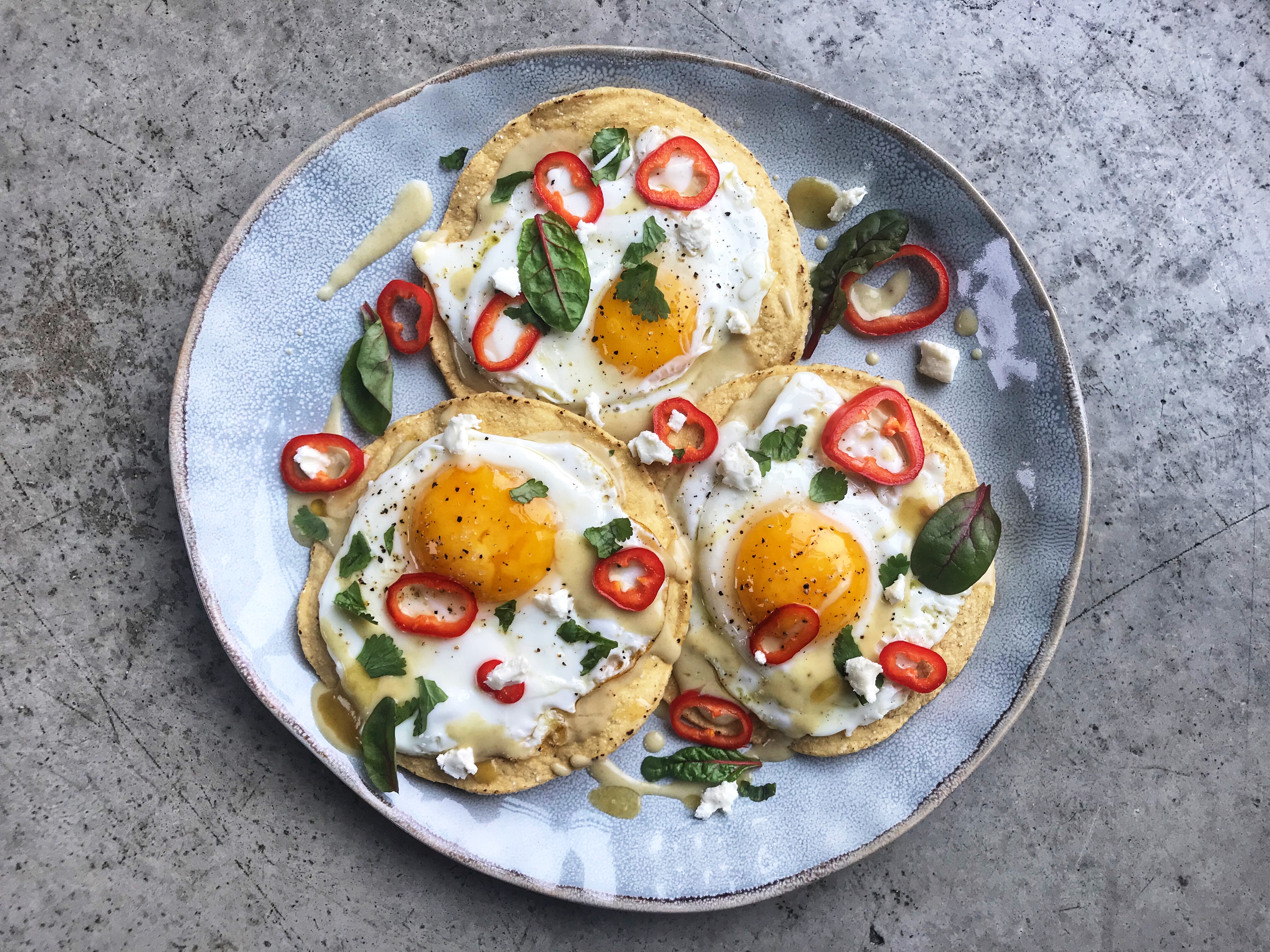 Chèvre Green Chile Breakfast Tostadas - Aperitivo